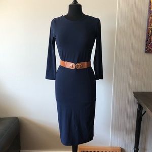 Navy blue midi dress size L